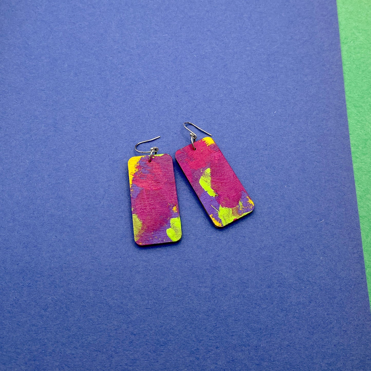 Hand Painted Wooden Statement Earrings 21