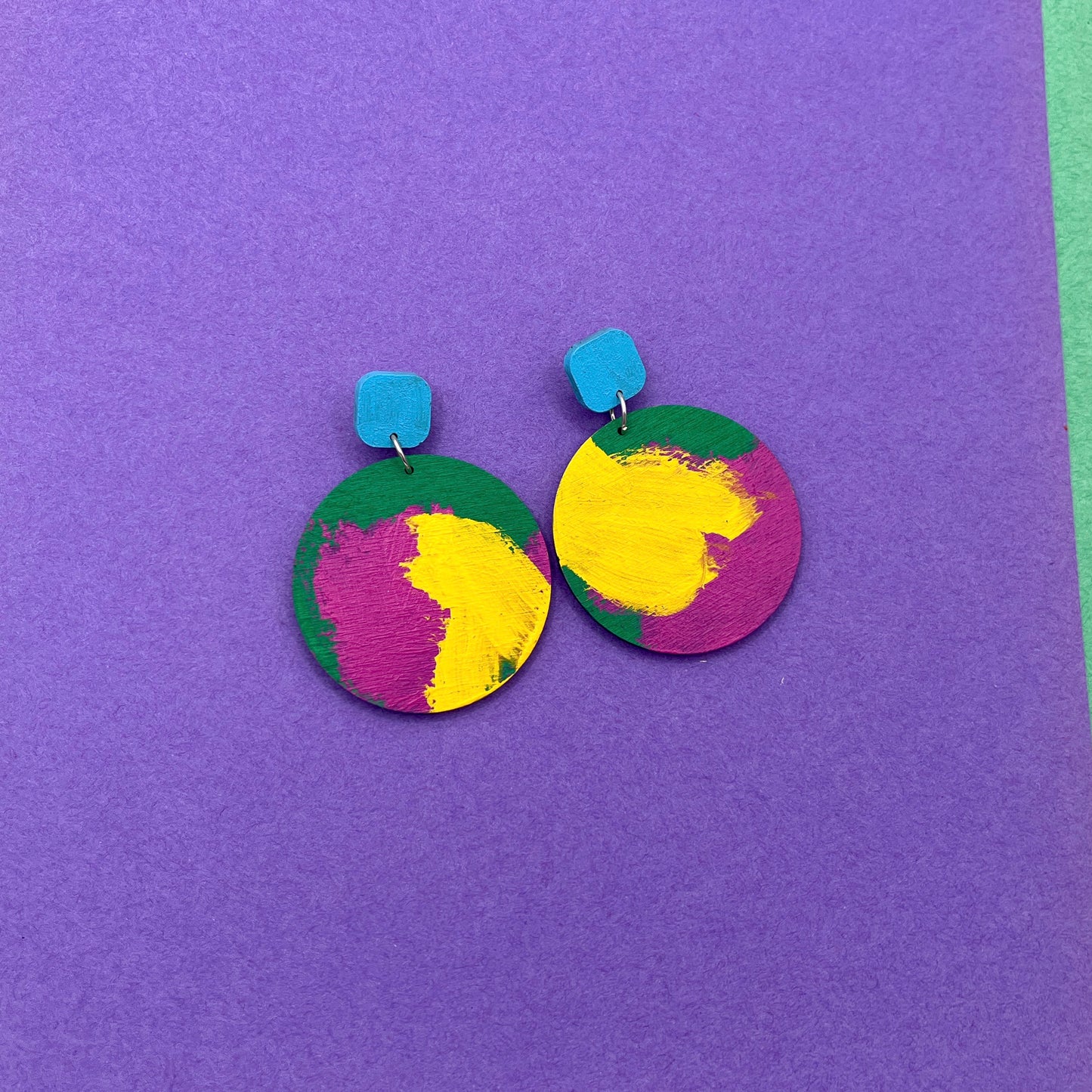 Hand Painted Wooden Statement Earrings 36
