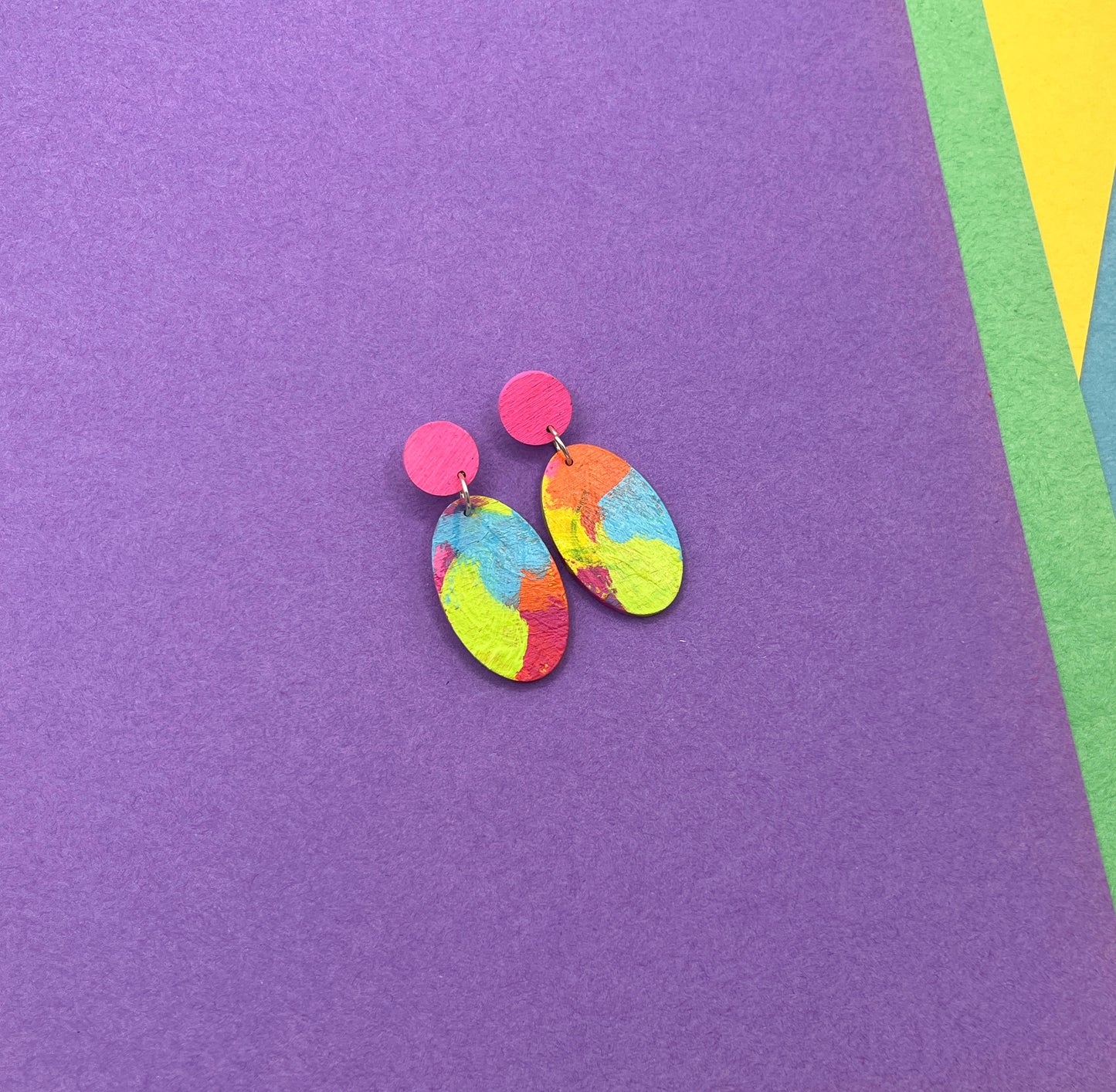 Hand Painted Wooden Statement Earrings 27