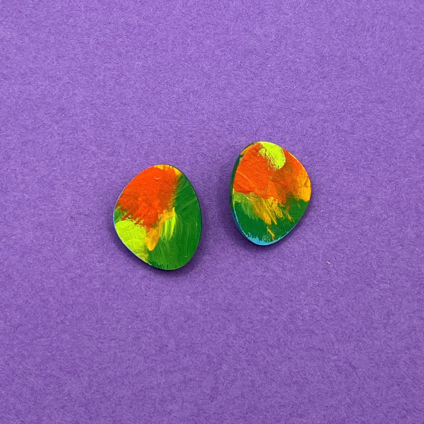 Hand Painted Wooden Stud Earrings 20