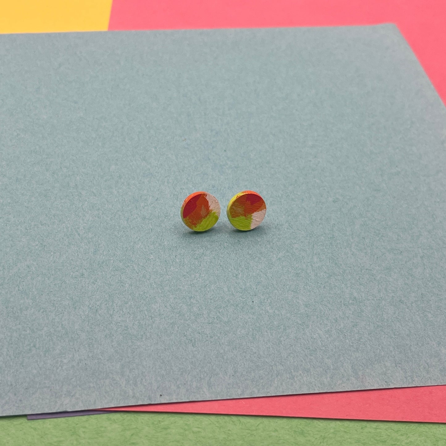 Hand Painted Wooden Stud Earrings 3