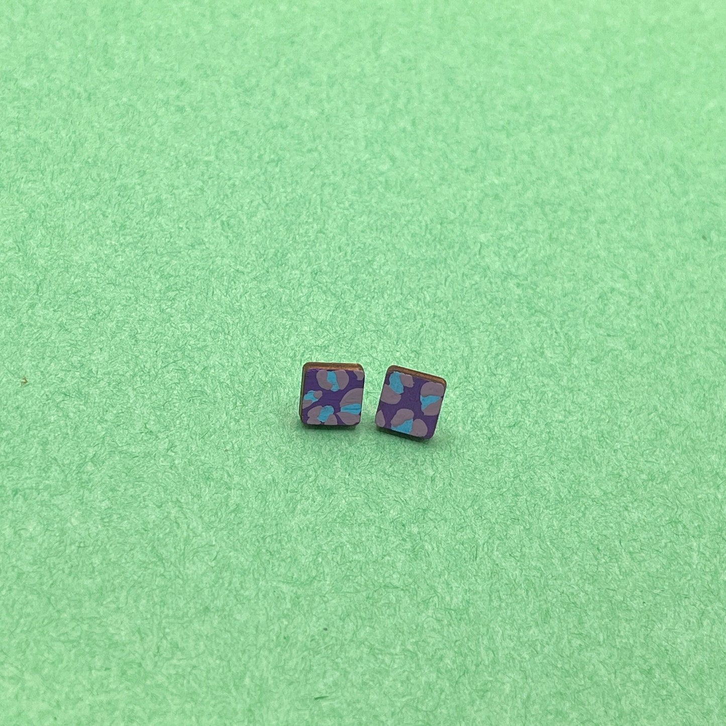 Hand Painted Wooden Stud Earrings 10