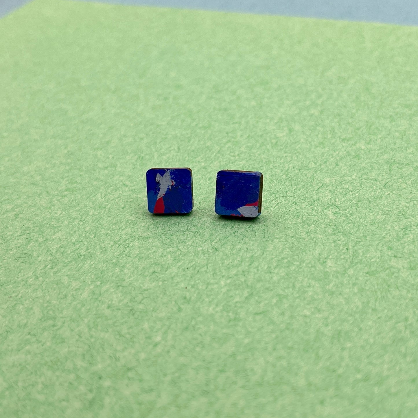 Hand Painted Wooden Stud Earrings 13