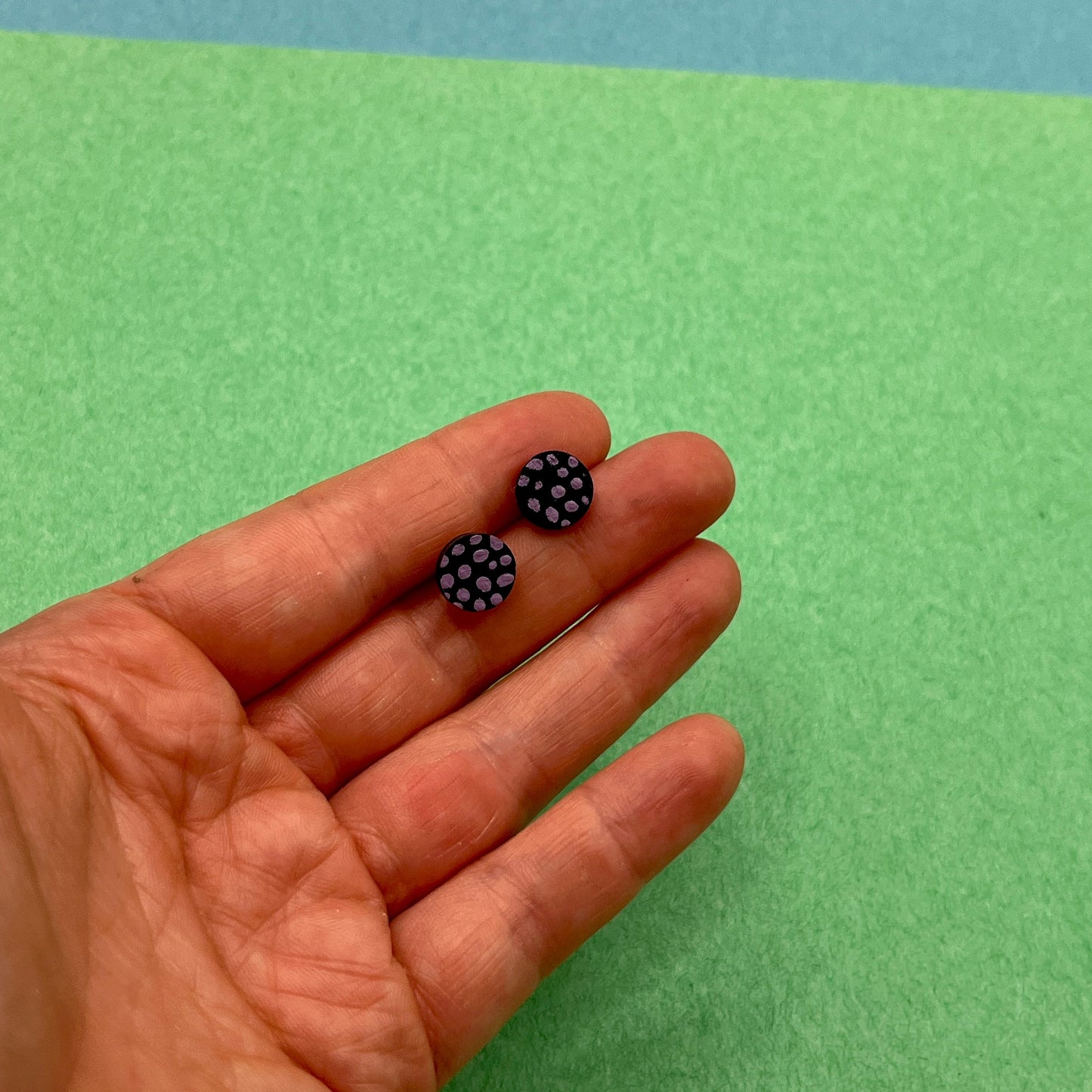 Hand Painted Wooden Stud Earrings 4