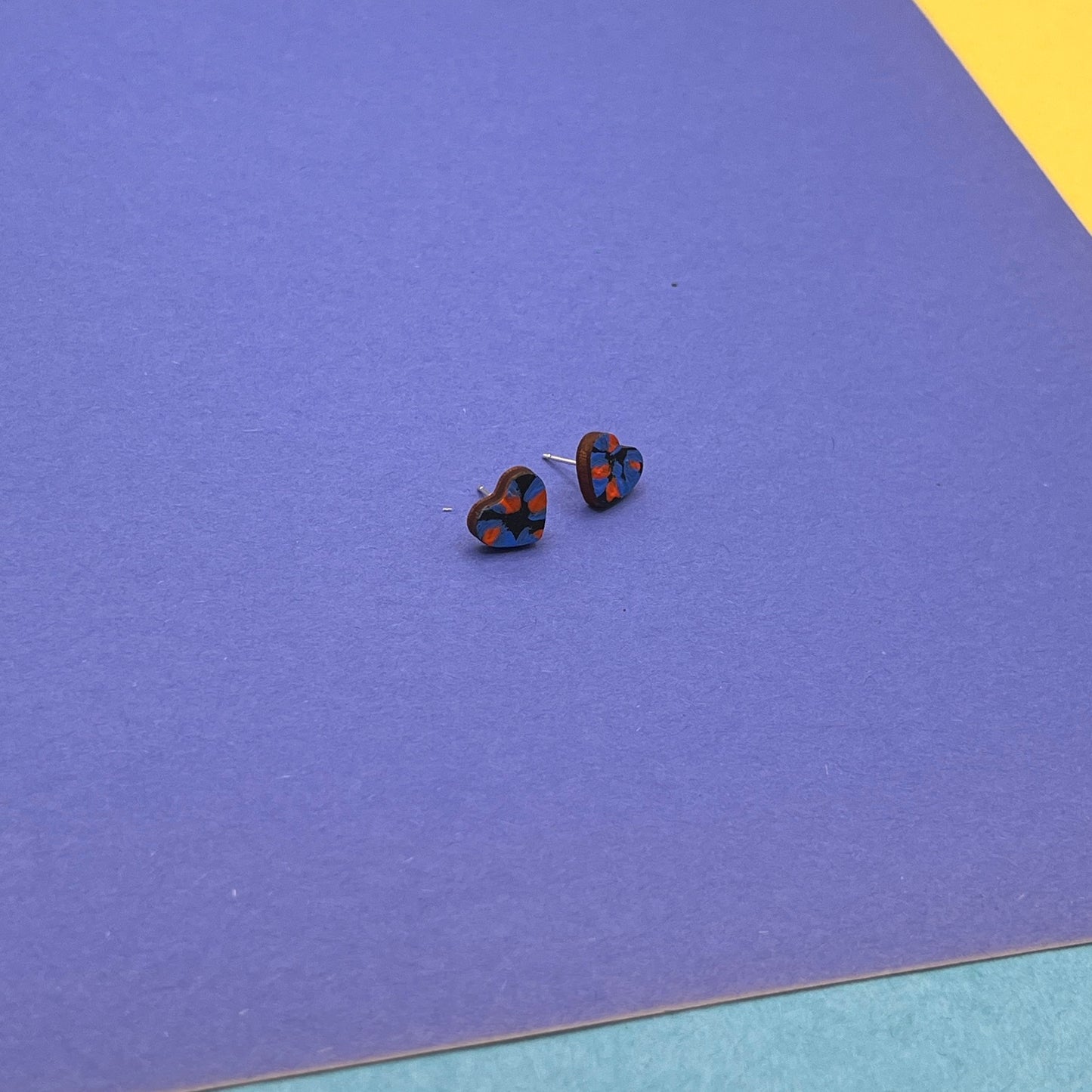Hand Painted Wooden Stud Earrings 8