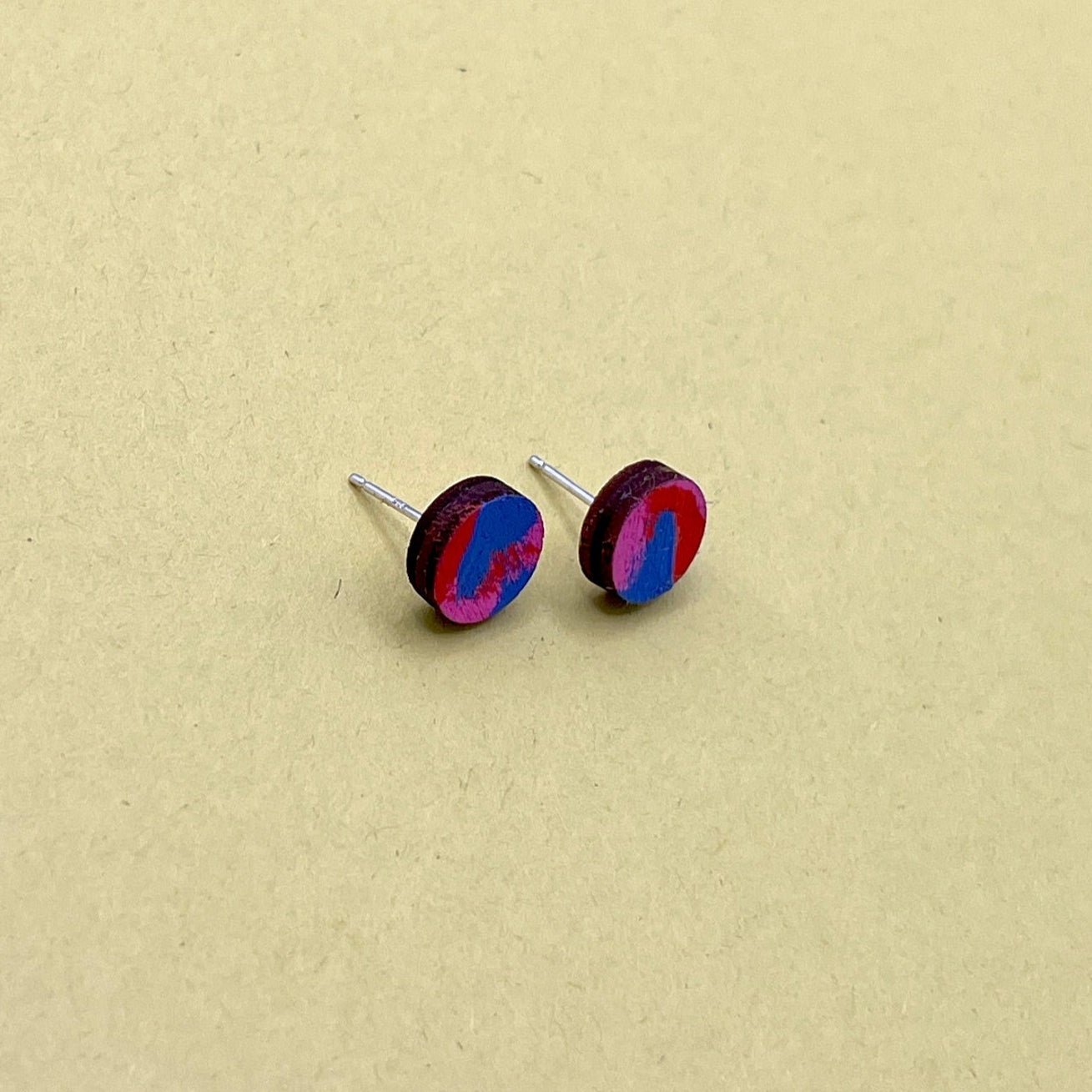 Hand Painted Wooden Stud Earrings 5