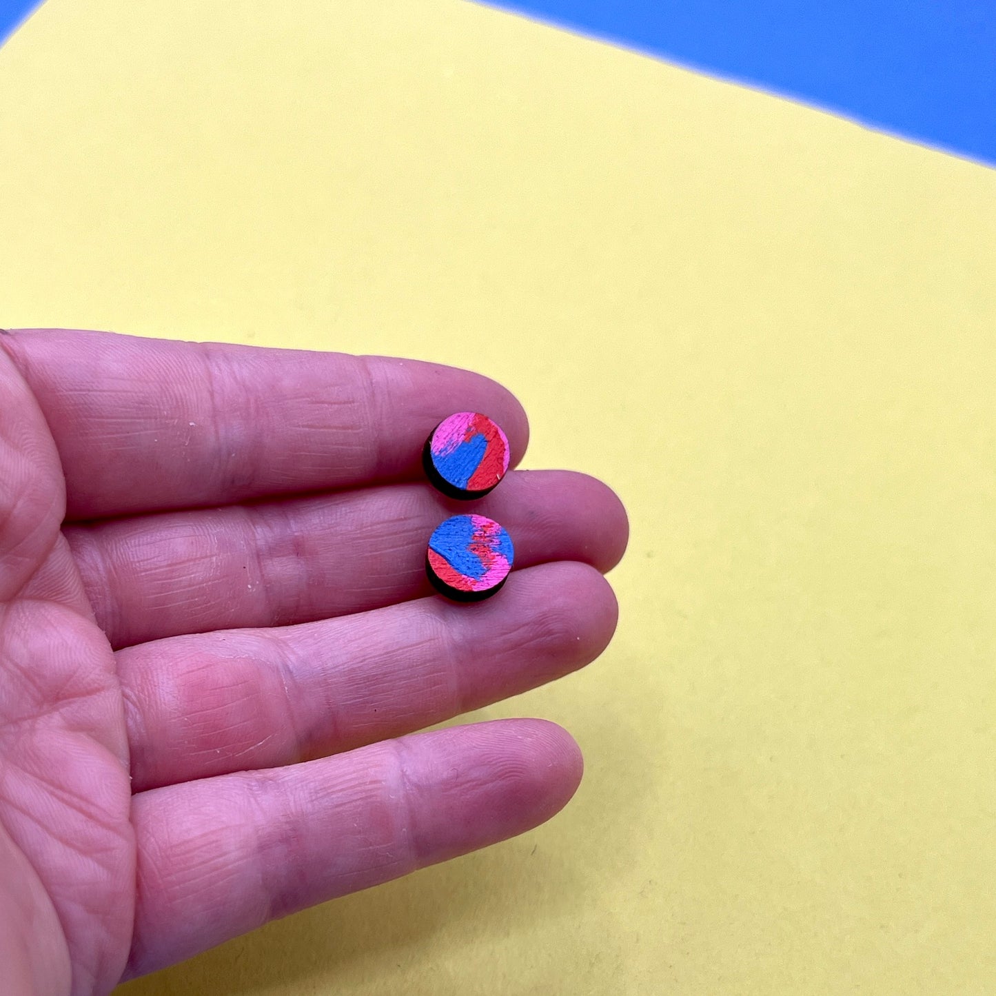 Hand Painted Wooden Stud Earrings 5
