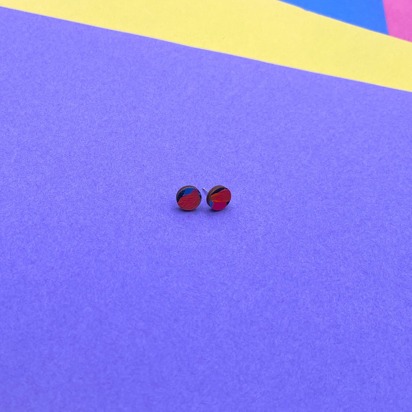 Hand Painted Wooden Stud Earrings 6