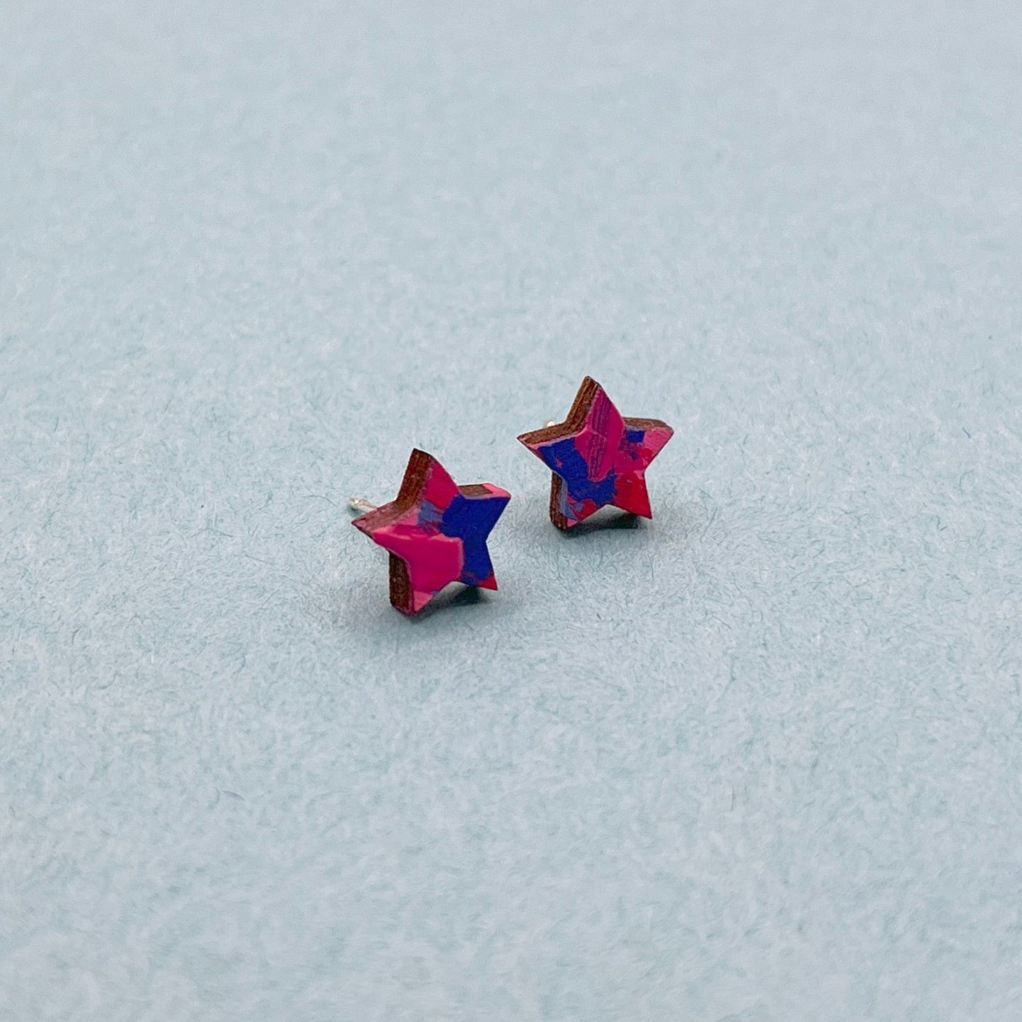 Hand Painted Wooden Stud Earrings 17