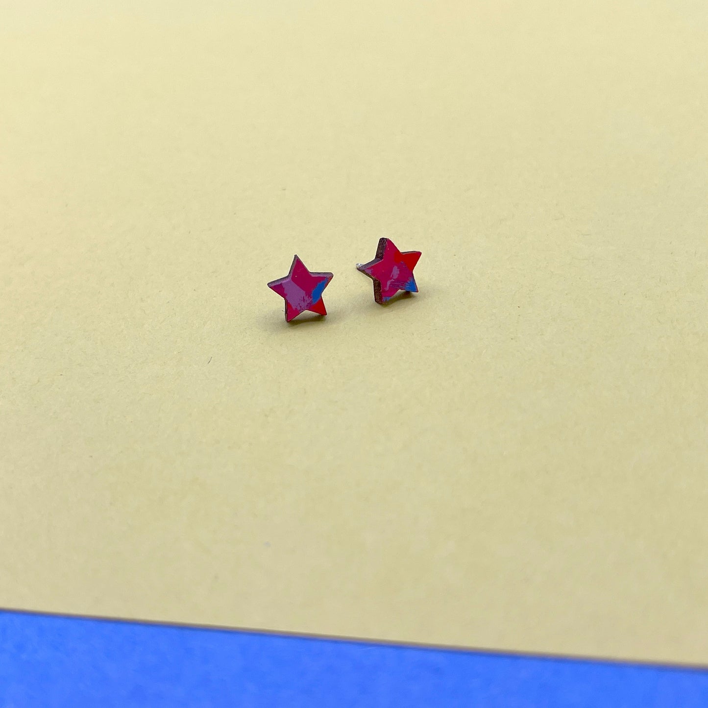 Hand Painted Wooden Stud Earrings 15