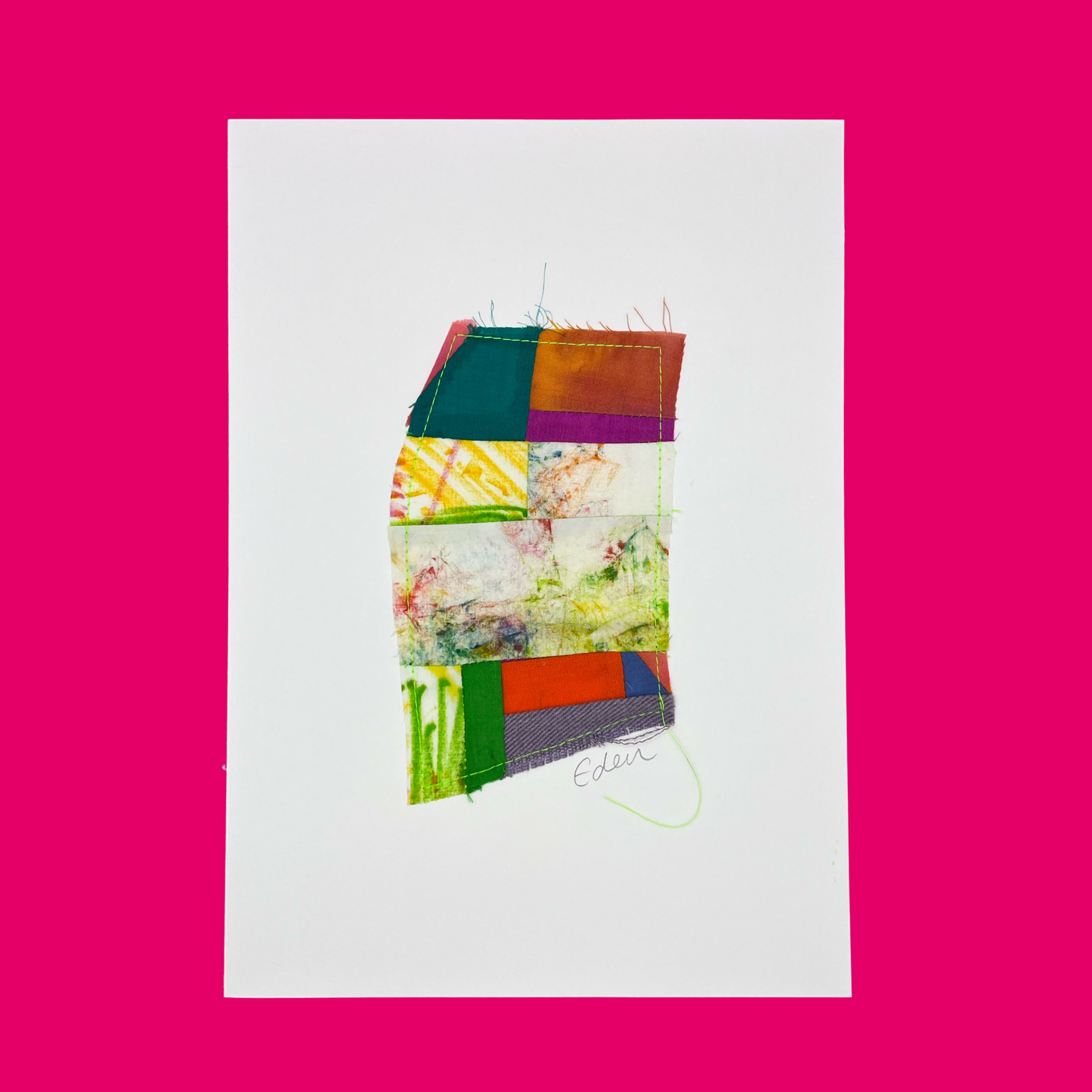 A4 Colourful Patchwork Fabric Sketch 11