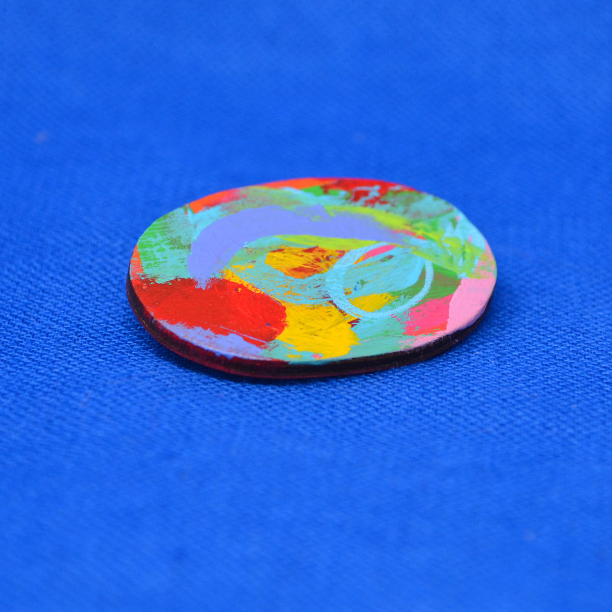 Hand Painted Wooden Brooch 4