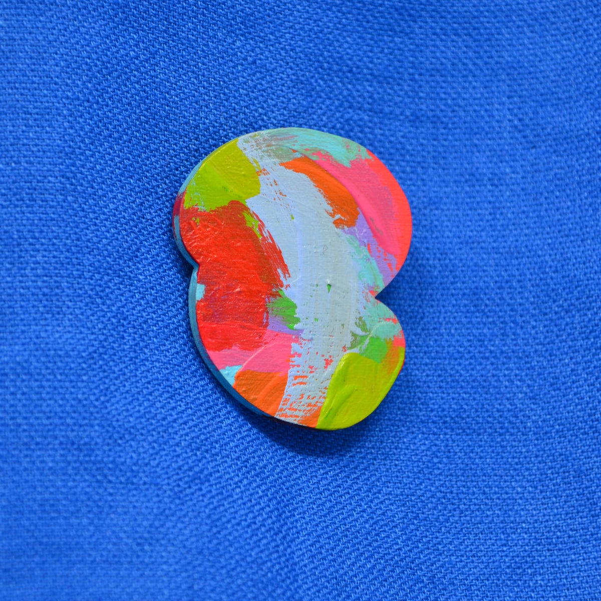 Hand Painted Wooden Brooch 7