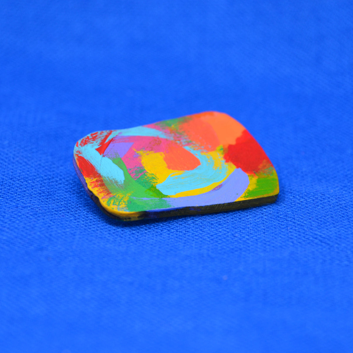 Hand Painted Wooden Brooch 9
