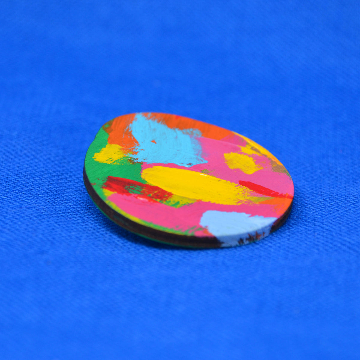 Hand Painted Wooden Brooch 11