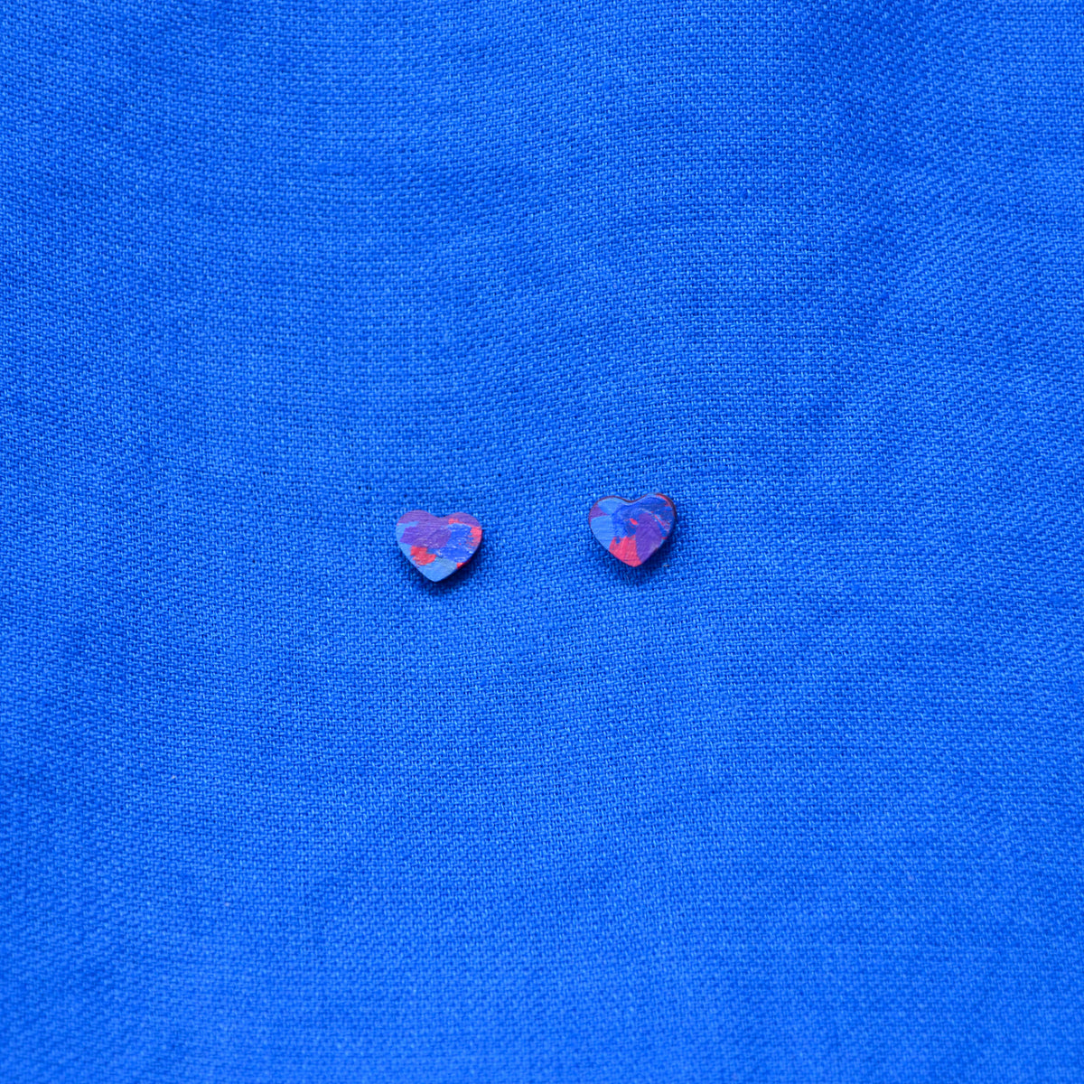 Hand Painted Wooden Heart Stud Earrings 4