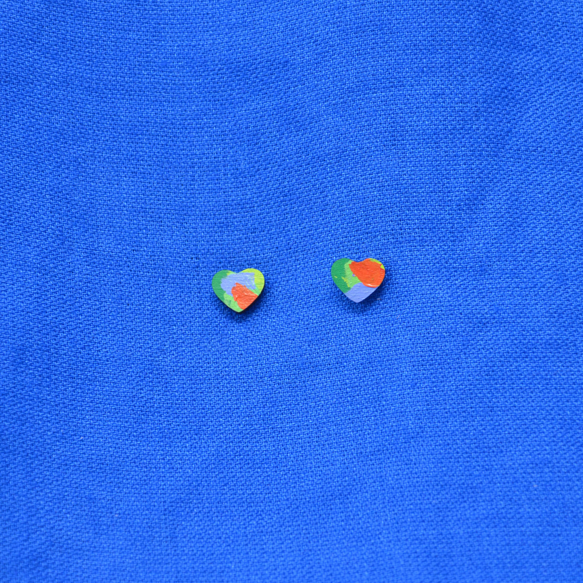 Hand Painted Wooden Heart Stud Earrings 8