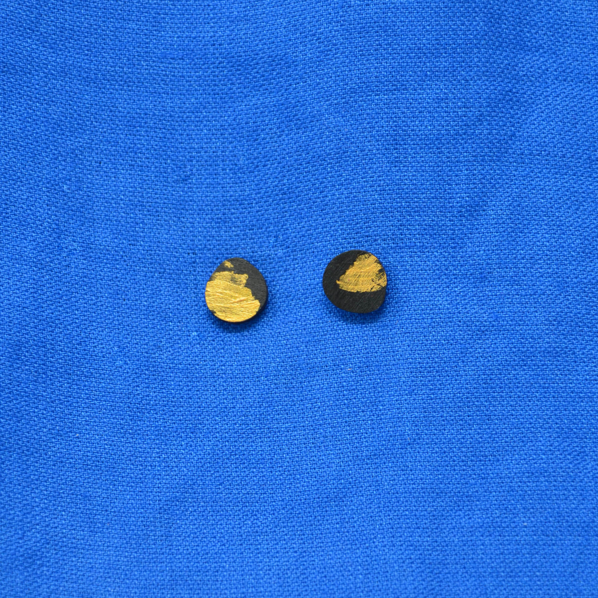 Hand Painted Wooden Organic Circle Stud Earrings 4