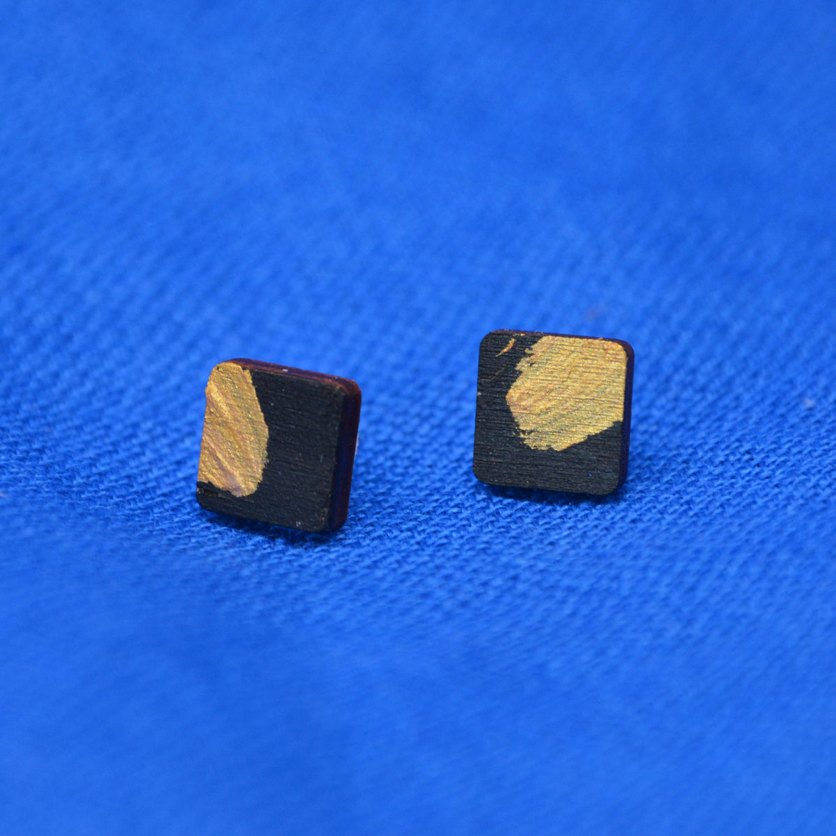 Hand Painted Wooden Stud Square Earrings 9