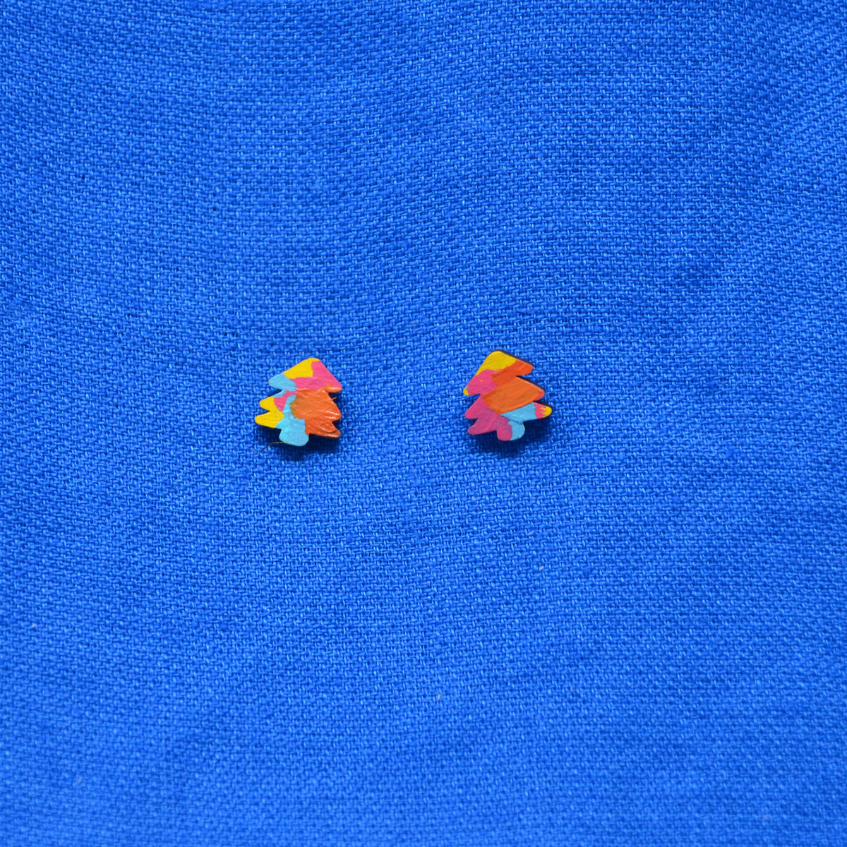 Hand Painted Wooden Mini Tree Stud Earrings 4