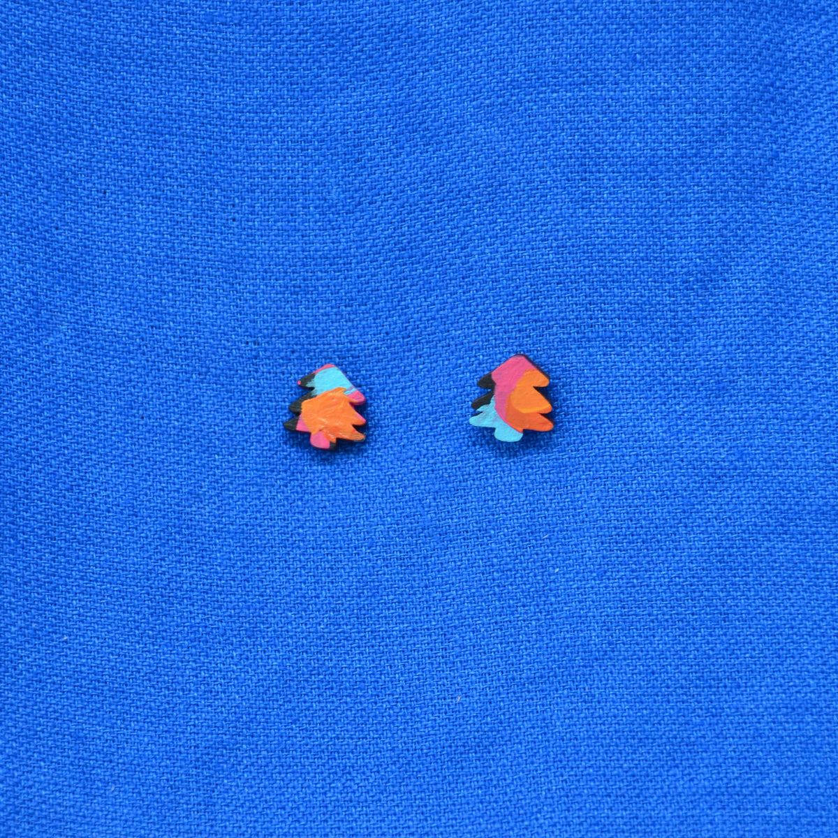Hand Painted Wooden Mini Tree Stud Earrings 9