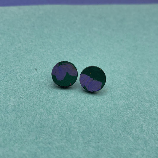 Hand Painted Wooden Stud Earrings 1