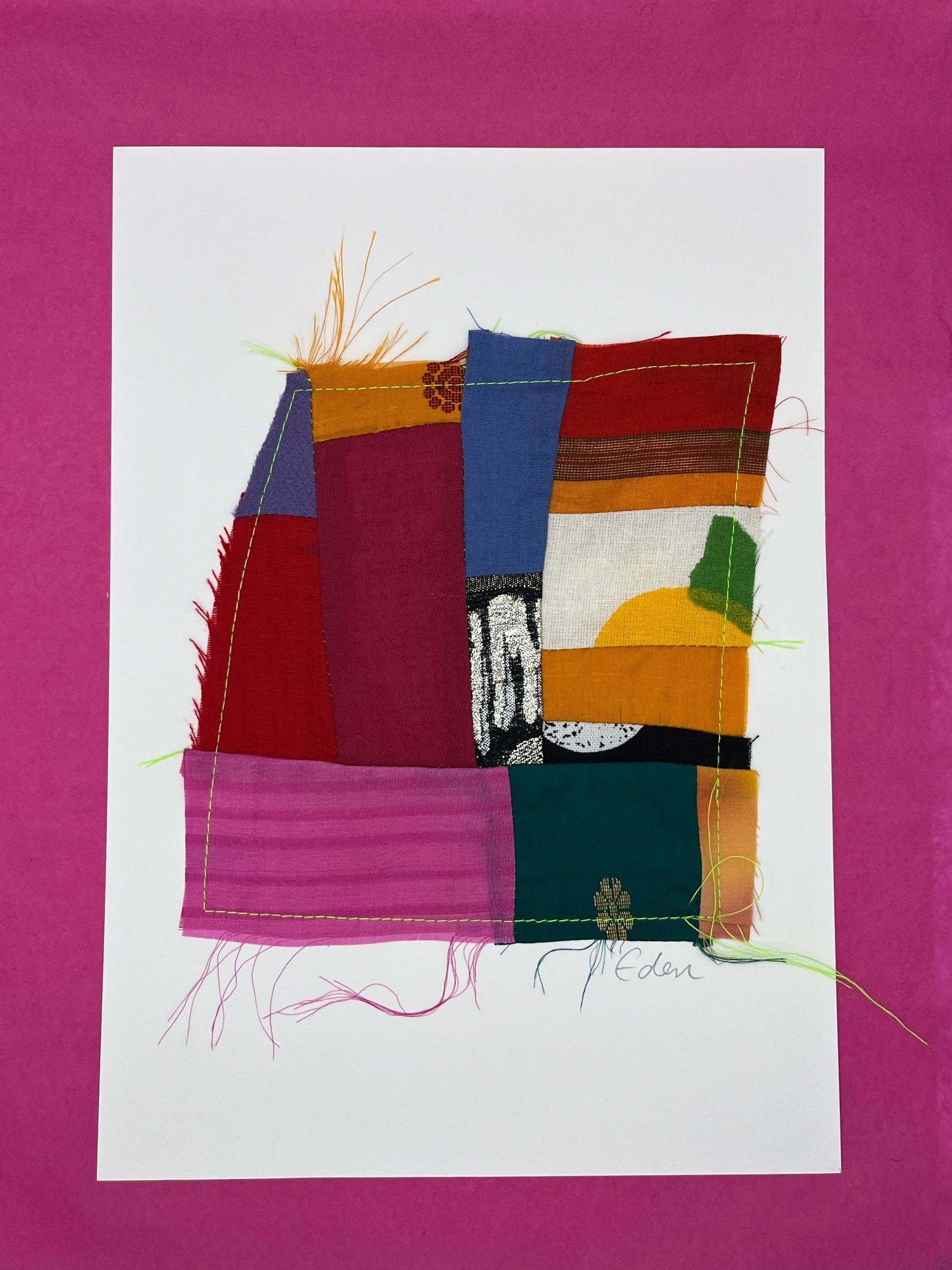 A4 Colourful Patchwork Fabric Sketch 8