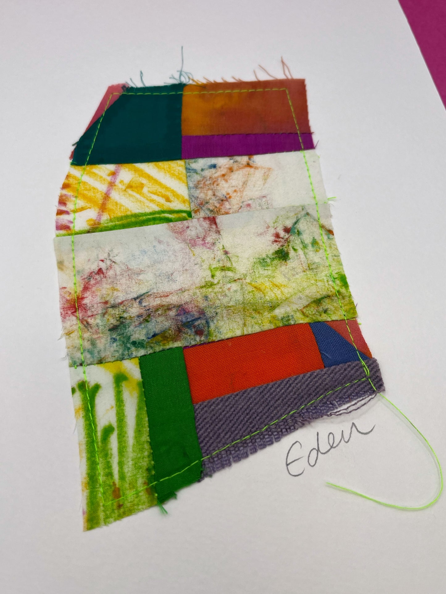 A4 Colourful Patchwork Fabric Sketch 11