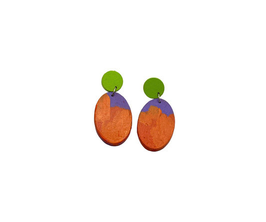 Hand Painted Wooden Statement Earrings 2