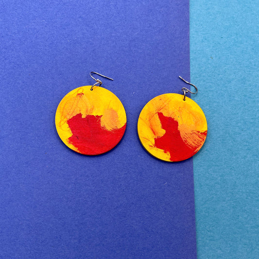 Hand Painted Wooden Statement Earrings 32