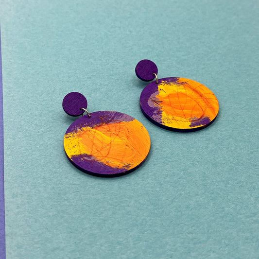 Hand Painted Wooden Statement Earrings 34