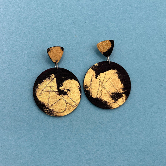 Hand Painted Wooden Statement Earrings 35