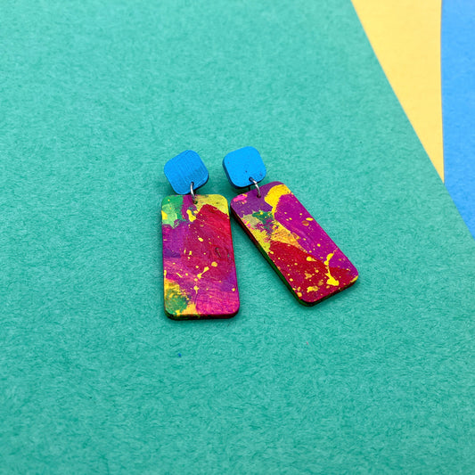 Hand Painted Wooden Statement Earrings 20