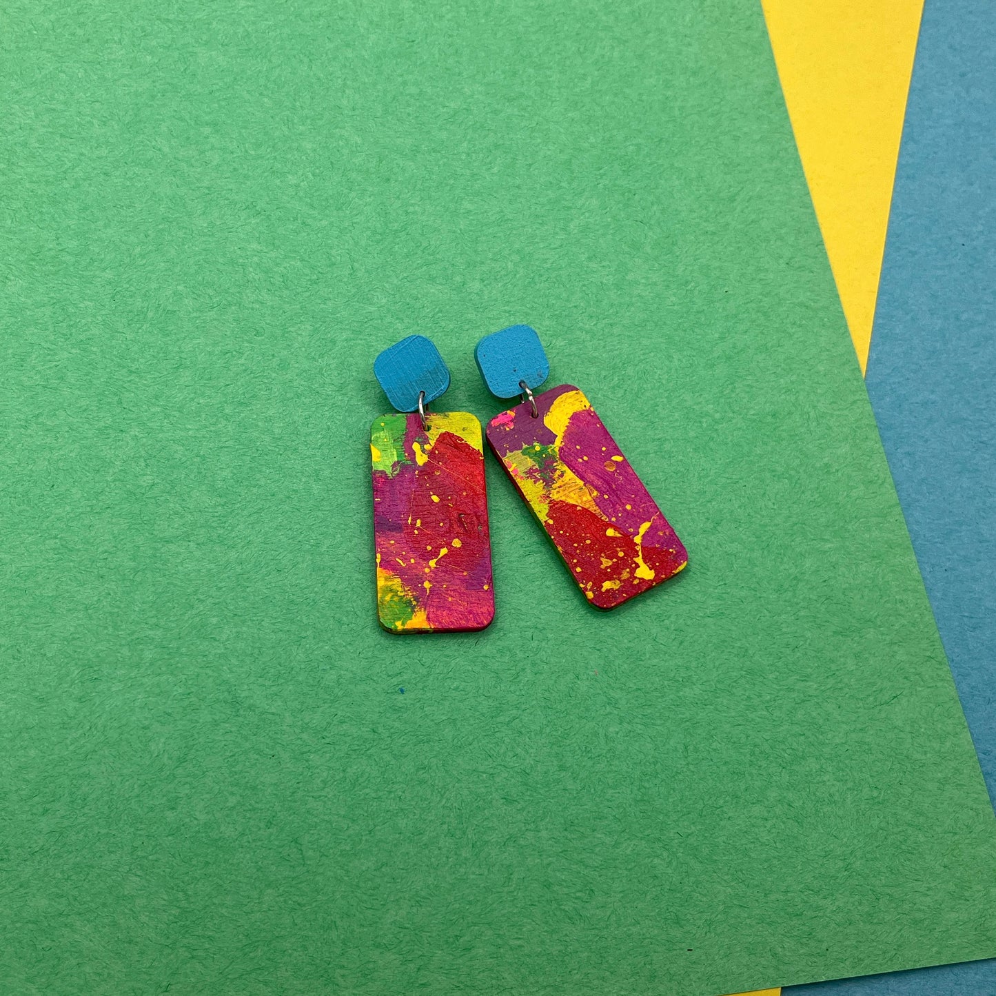 Hand Painted Wooden Statement Earrings 20