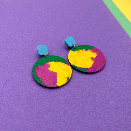 Hand Painted Wooden Statement Earrings 36