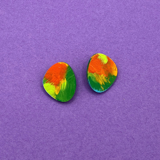 Hand Painted Wooden Stud Earrings 20