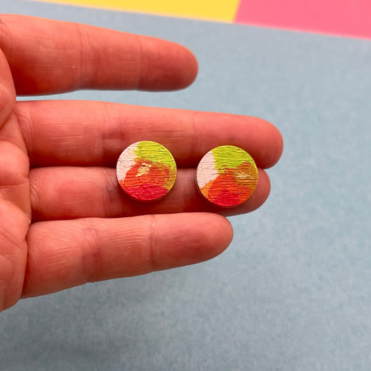 Hand Painted Wooden Stud Earrings 3