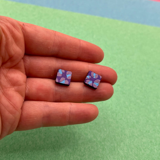 Hand Painted Wooden Stud Earrings 10