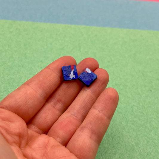 Hand Painted Wooden Stud Earrings 13