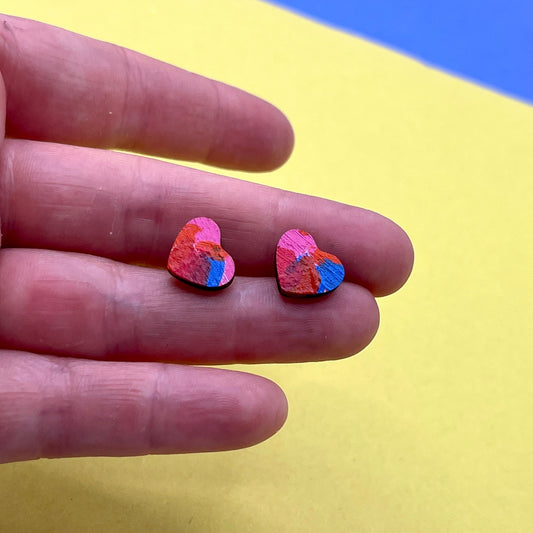 Hand Painted Wooden Stud Earrings 9