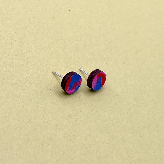 Hand Painted Wooden Stud Earrings 5