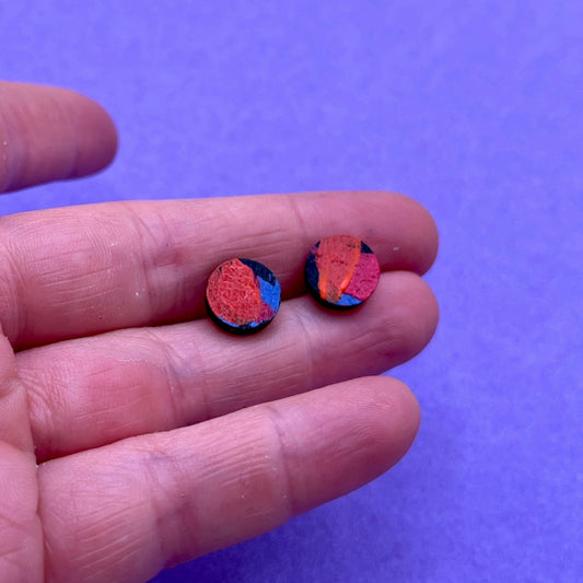 Hand Painted Wooden Stud Earrings 6