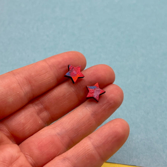 Hand Painted Wooden Stud Earrings 15