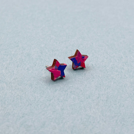Hand Painted Wooden Stud Earrings 17