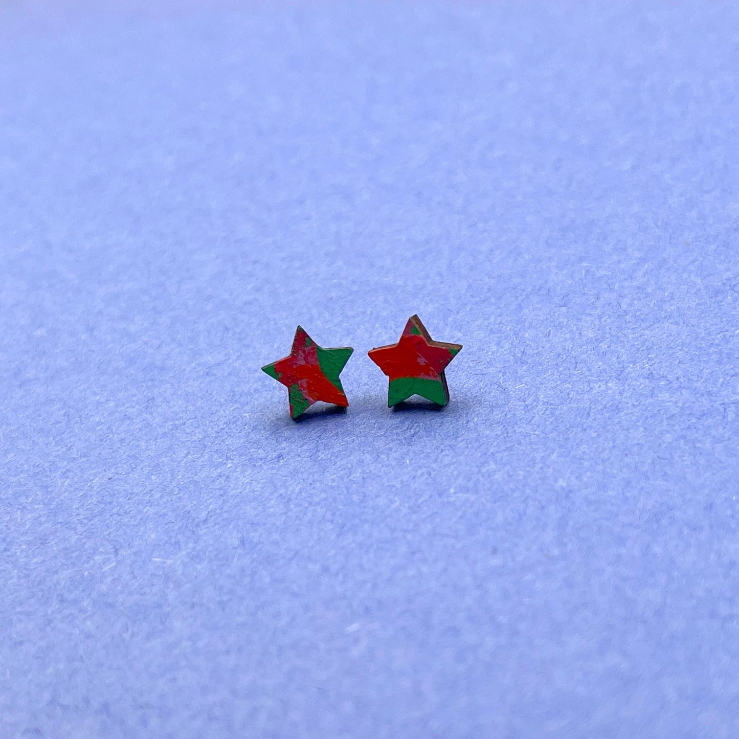 Hand Painted Wooden Stud Earrings 16